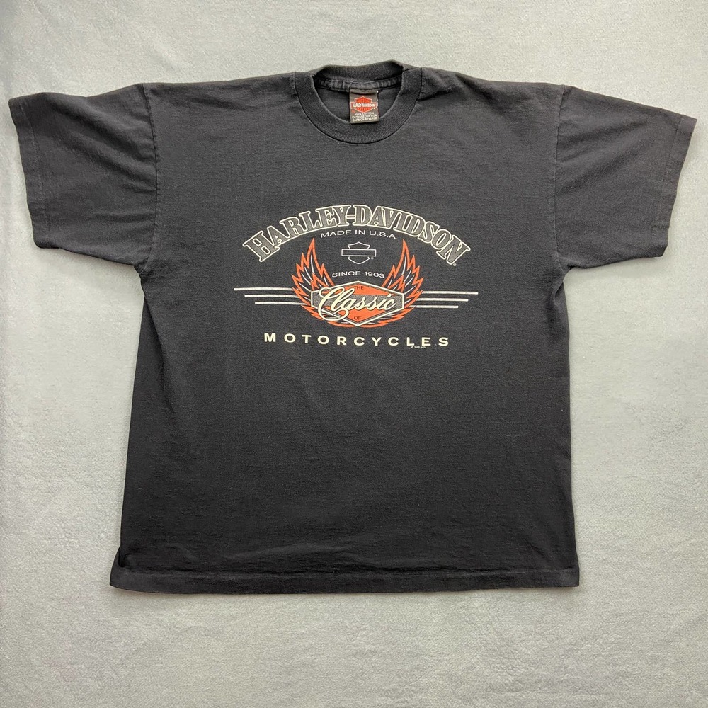 VTG 1995 Harley Davidson Classic T-Shirt Numero Uno Italia Black sz XL